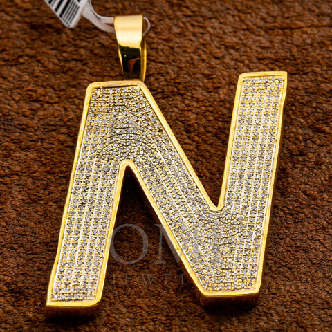 10K Yellow Gold Unisex N Letter with 1.35 CT Diamond