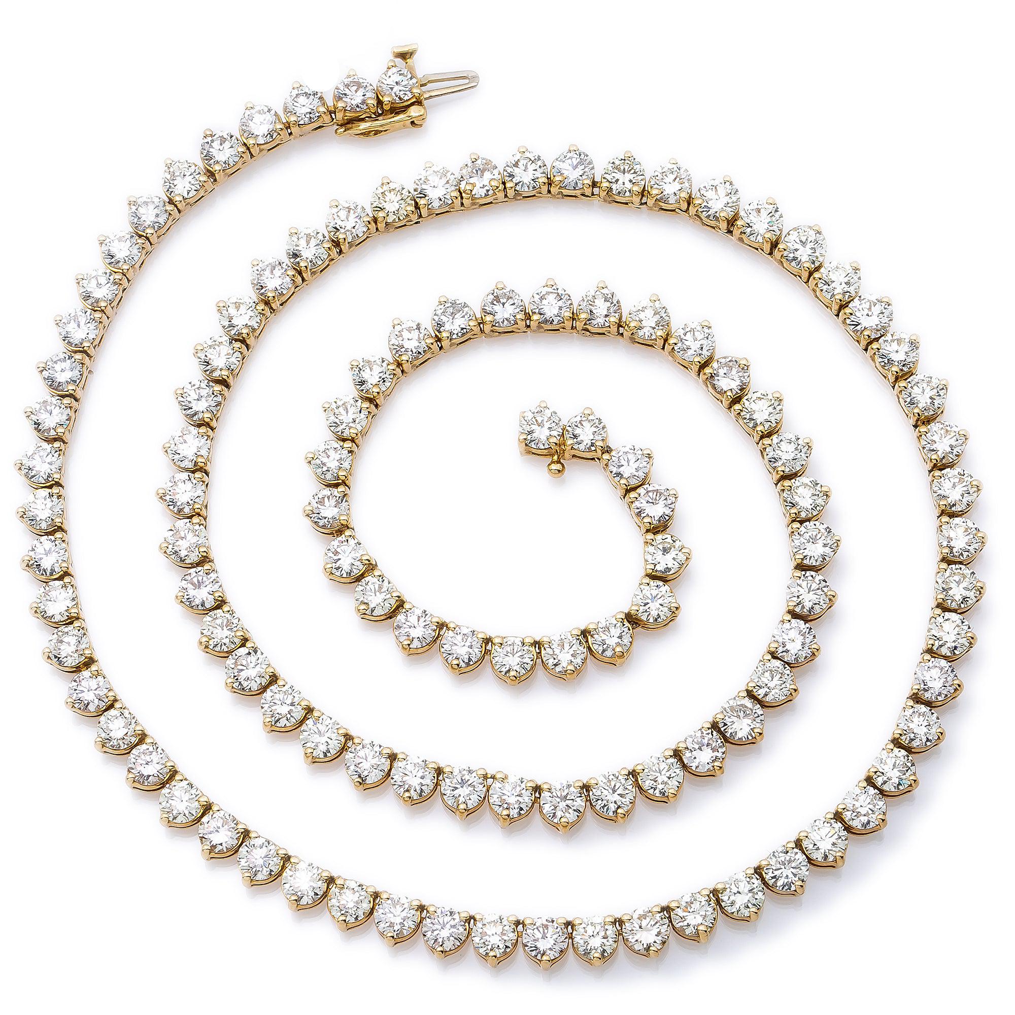 14K Yellow Gold Tennis Chain With 41.36 CT Diamonds