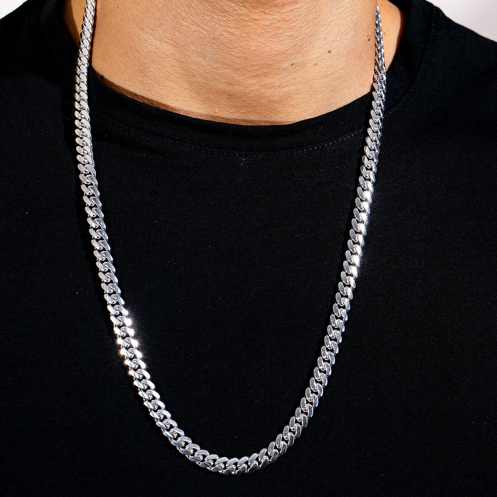 10k White Gold 8mm Solid Cuban Link Chain Available In Sizes 18"-26"
