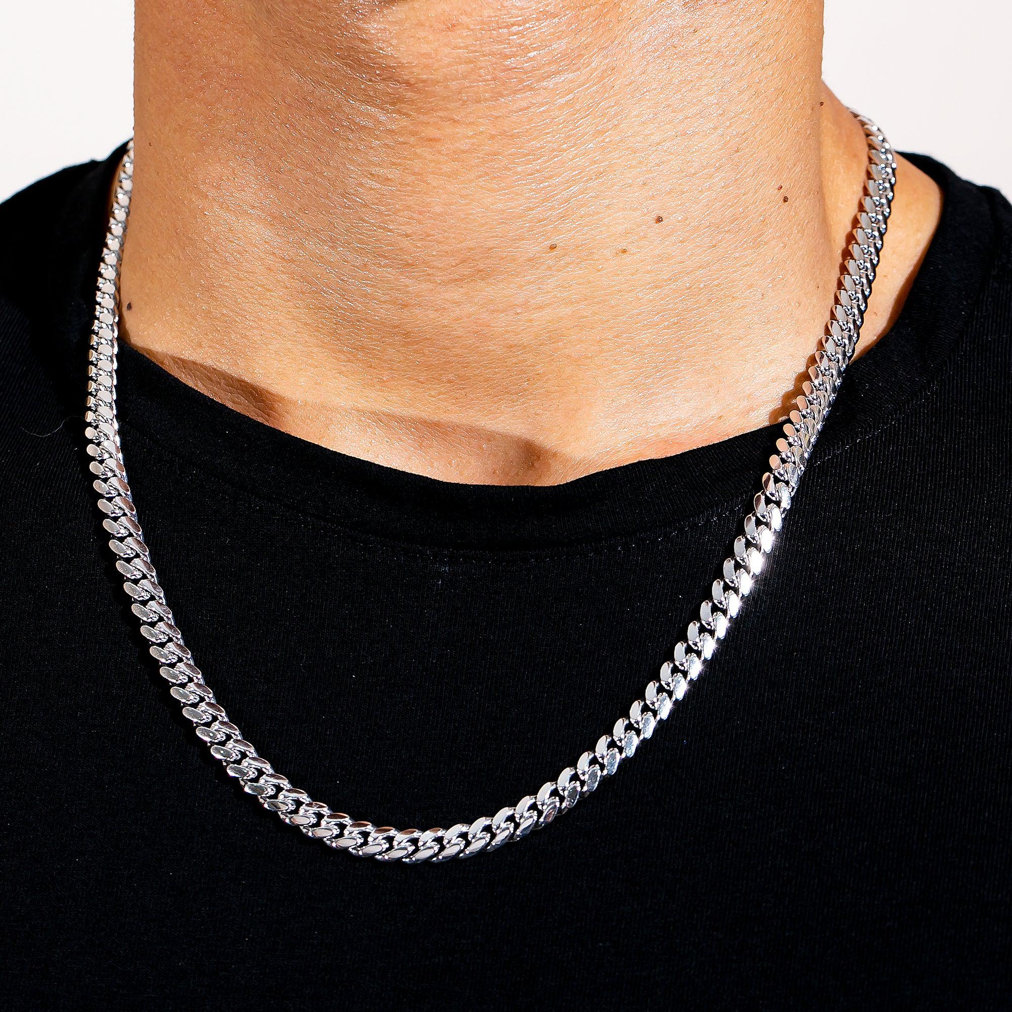 10k White Gold 6mm Solid Cuban Link Chain Available In Sizes 18"-26"