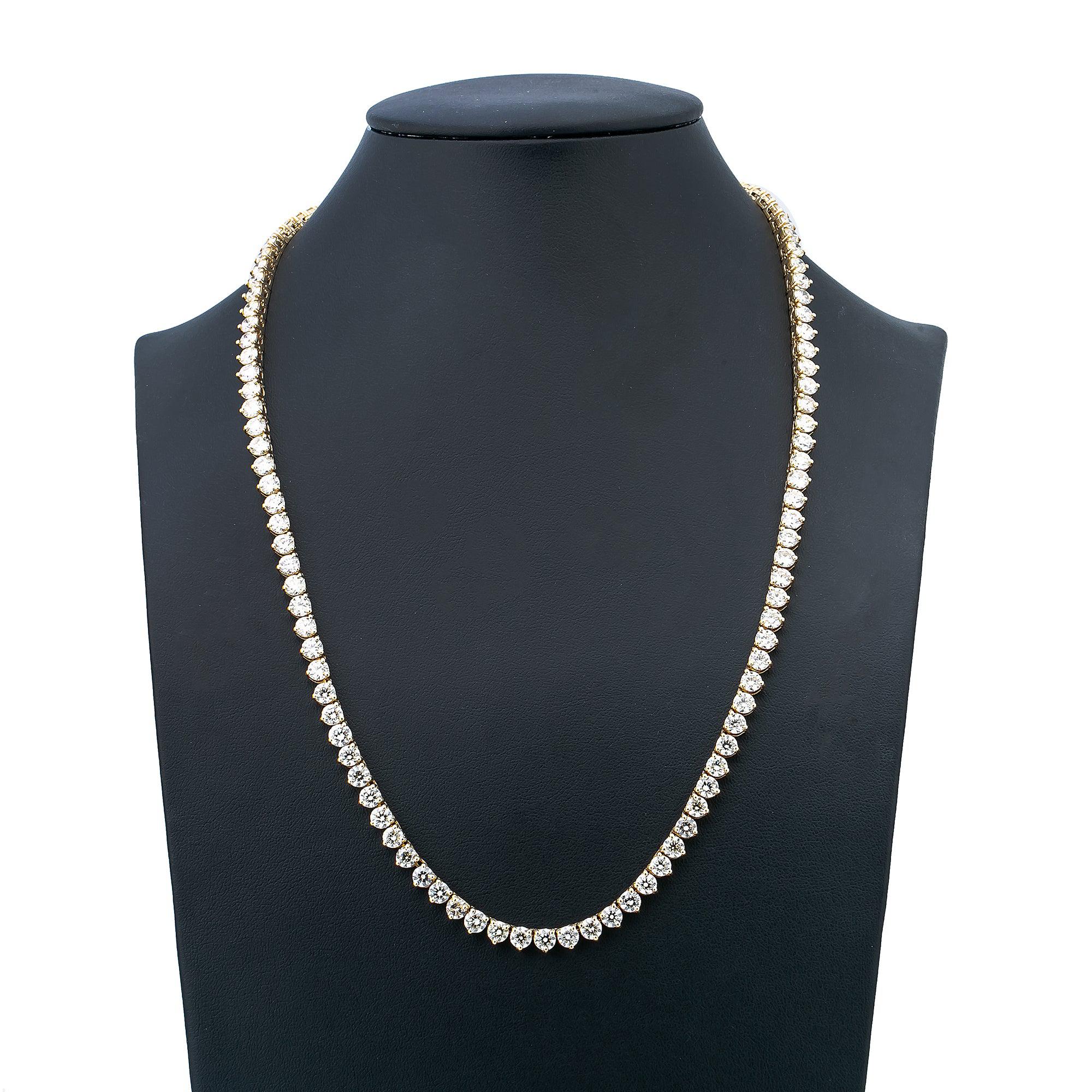 14K Yellow Gold Tennis Chain With 41.36 CT Diamonds