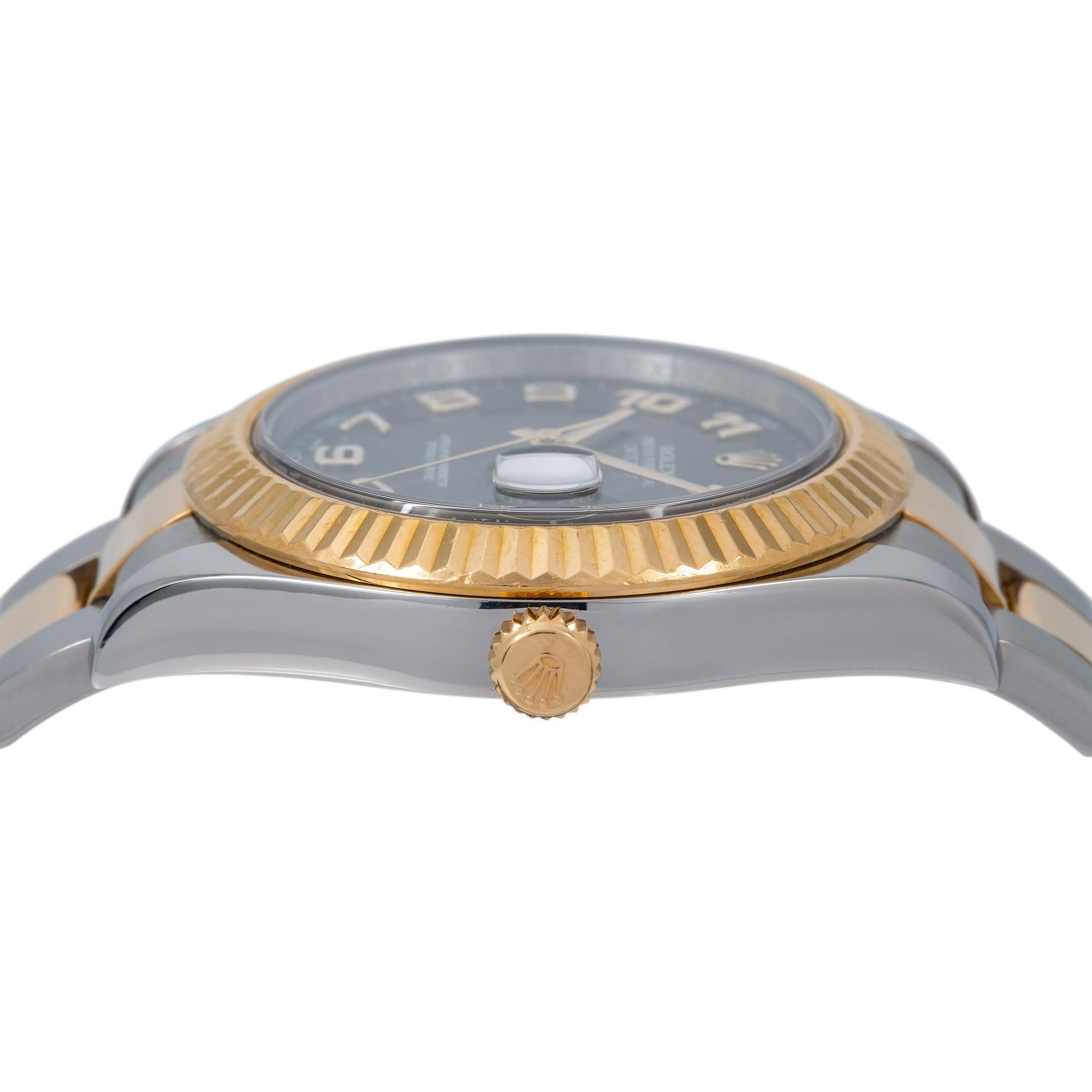 Rolex Datejust 41MM 116333 Black Arabic Dial Fluted Bezel Two Tone Yellow Gold Oyster Bracelet