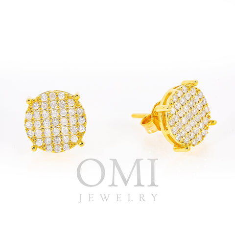 14K Yellow Gold Round Stud Earrings With 0.60 CTW Diamonds