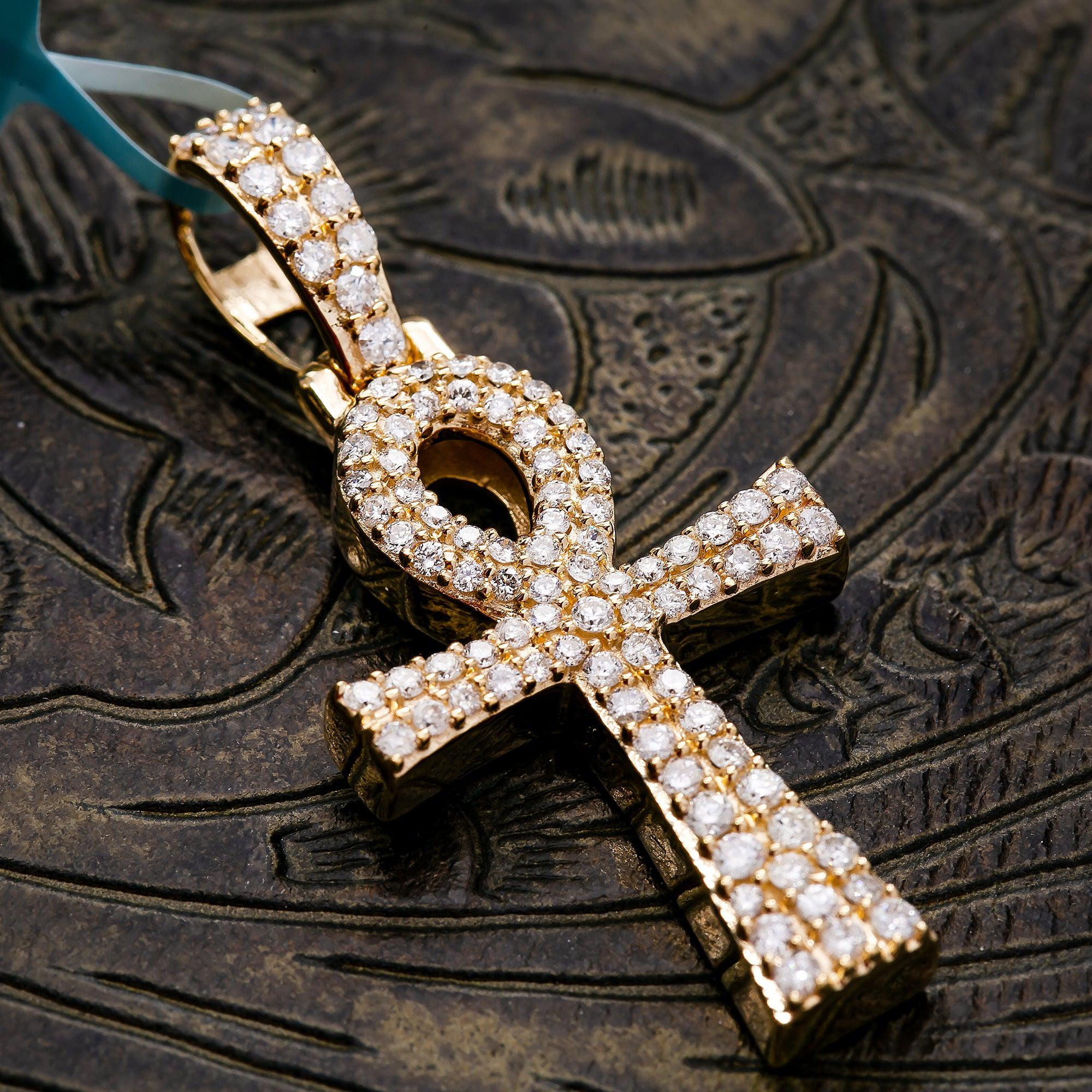 14K Solid Gold Egyptian Ankh Cross Pendant - Religious Jewelry