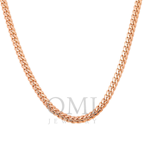 14k Rose Gold 6mm Solid Cuban Link Available In Sizes 18