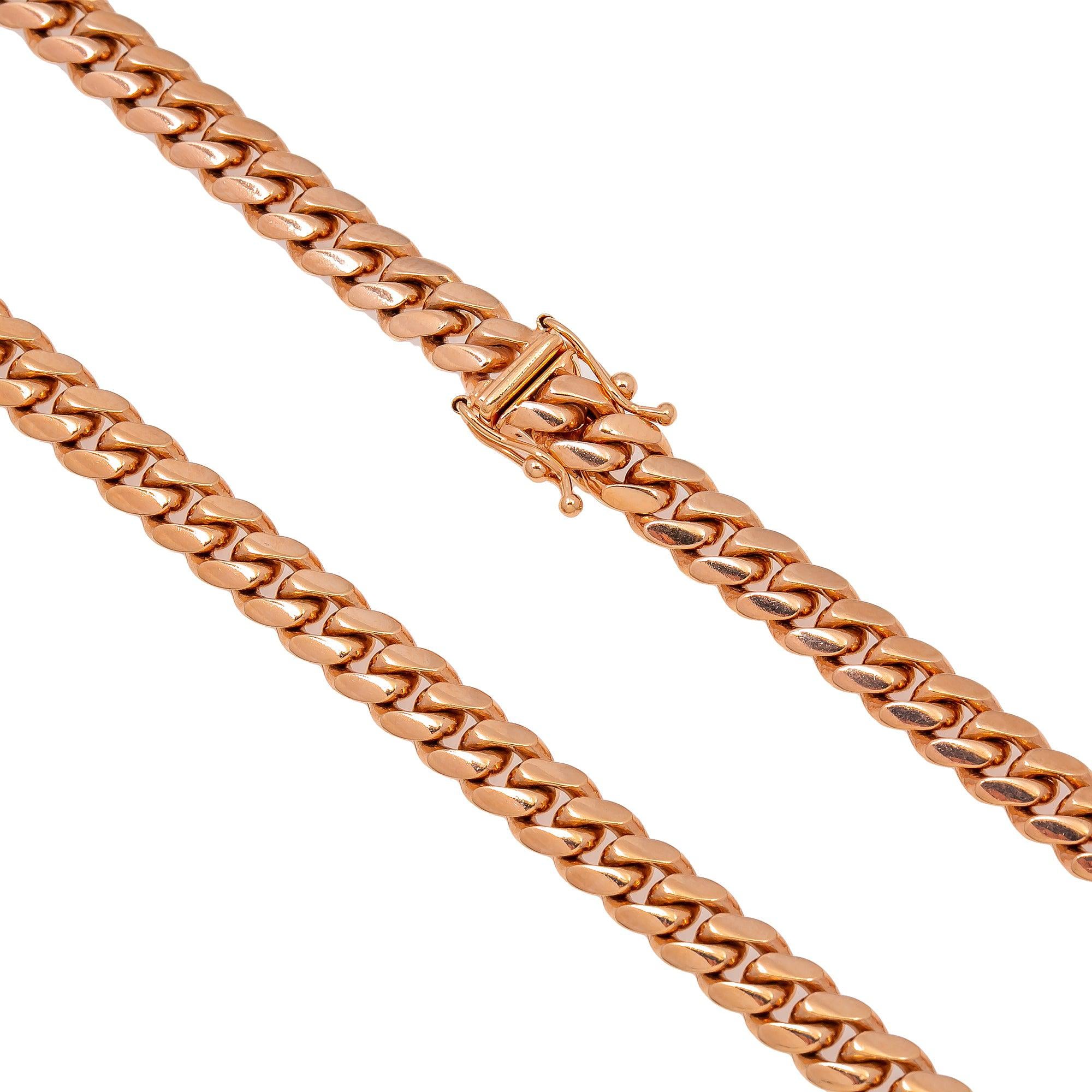 14k Rose Gold 6mm Solid Cuban Link Available In Sizes 18"-26"