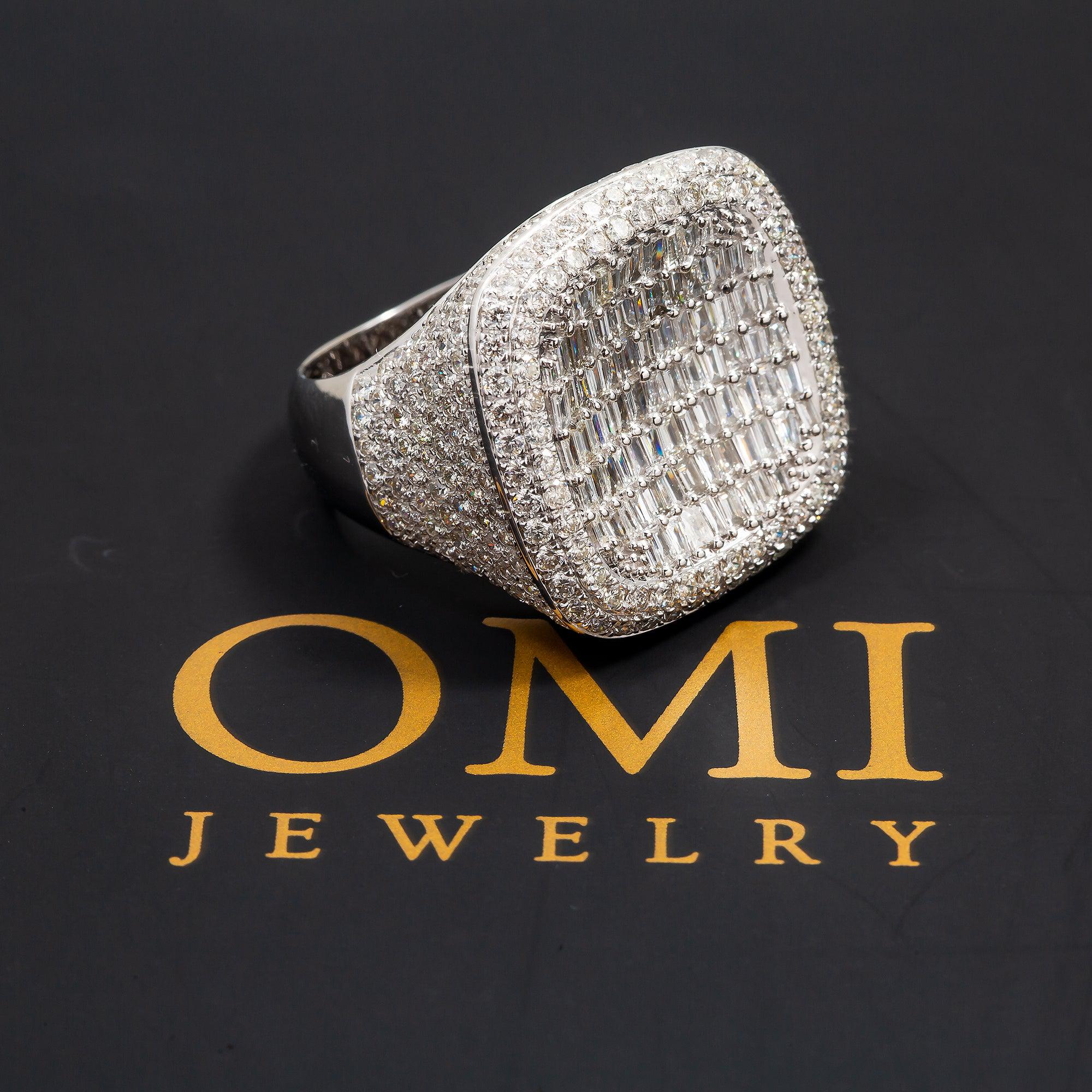 14K GOLD BAGUETTE DIAMOND SQUARE CONCAVE ROUNDED RING 5.35 CT