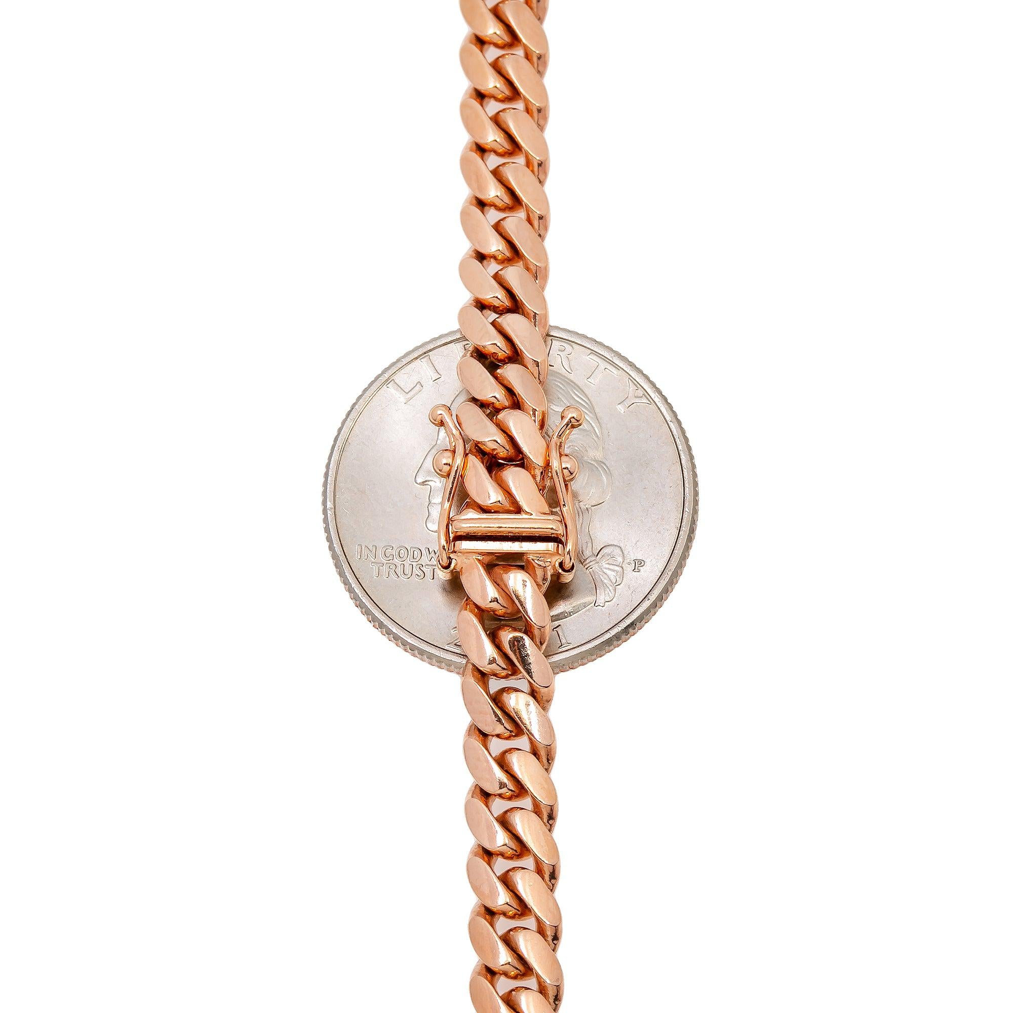 14k Rose Gold 6mm Solid Cuban Link Available In Sizes 18"-26"