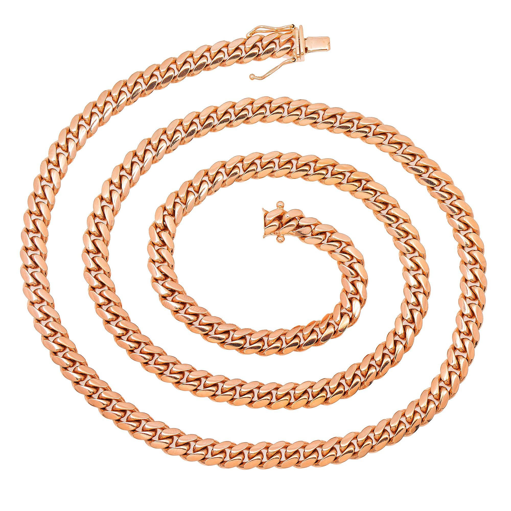 14k Rose Gold 6mm Solid Cuban Link Available In Sizes 18"-26"