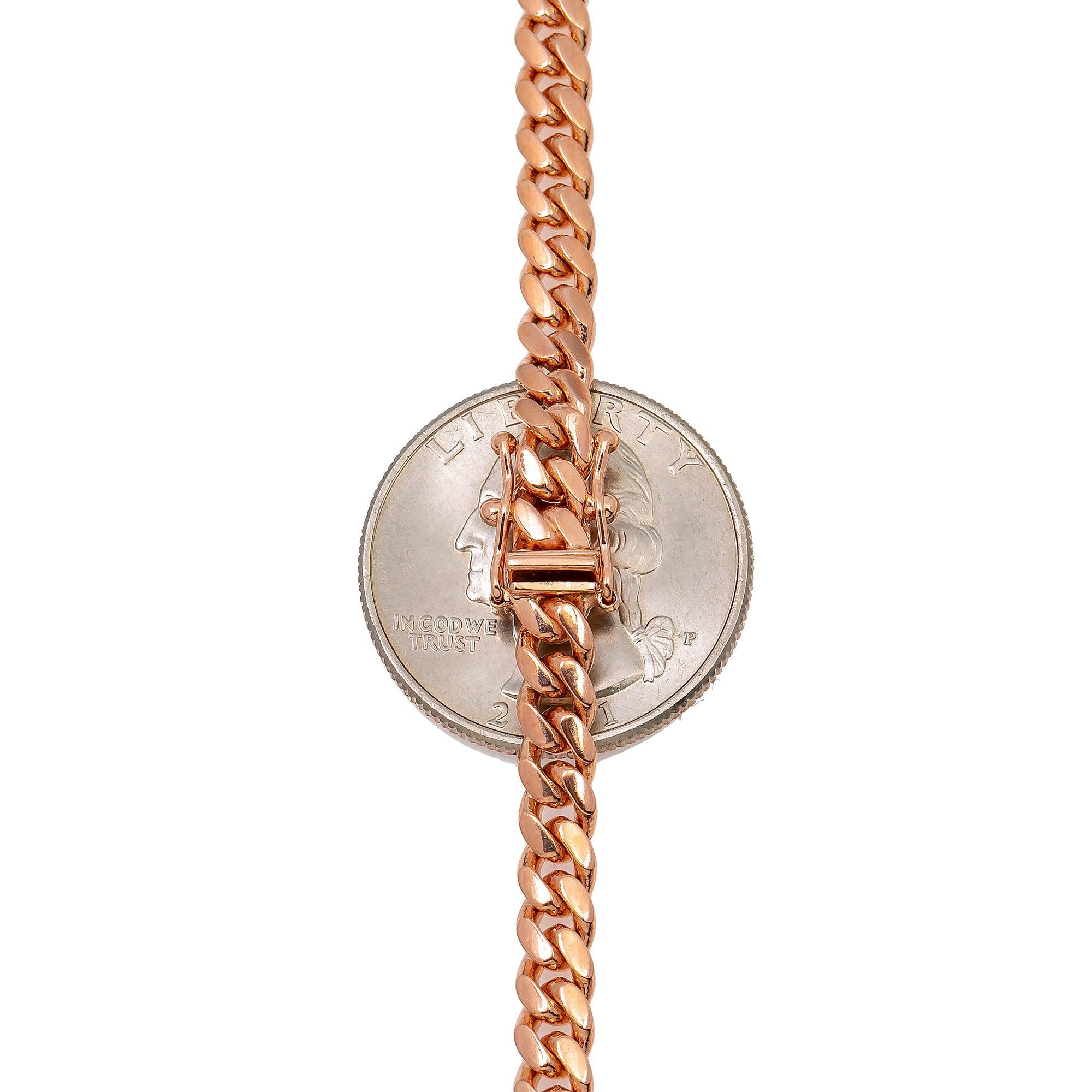 14k Rose Gold 5mm Solid Cuban Link Available In Sizes 18"-26"