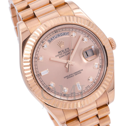 Rolex Day-Date II 218235 41MM Rose Gold Factory Diamond Dial With Presidential Bracelet