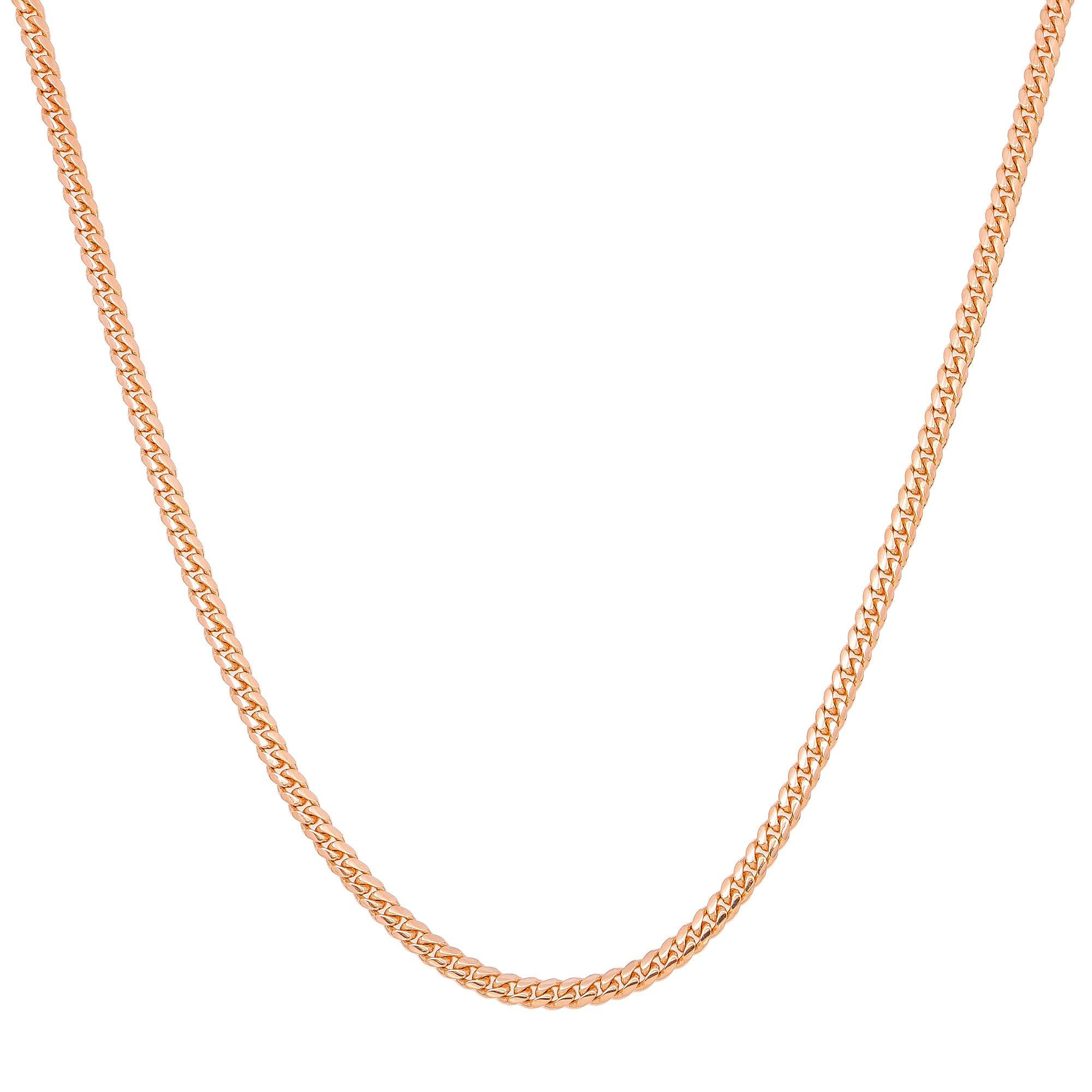 14k Rose Gold 3mm Solid Cuban Link Available In Sizes 18"-26"
