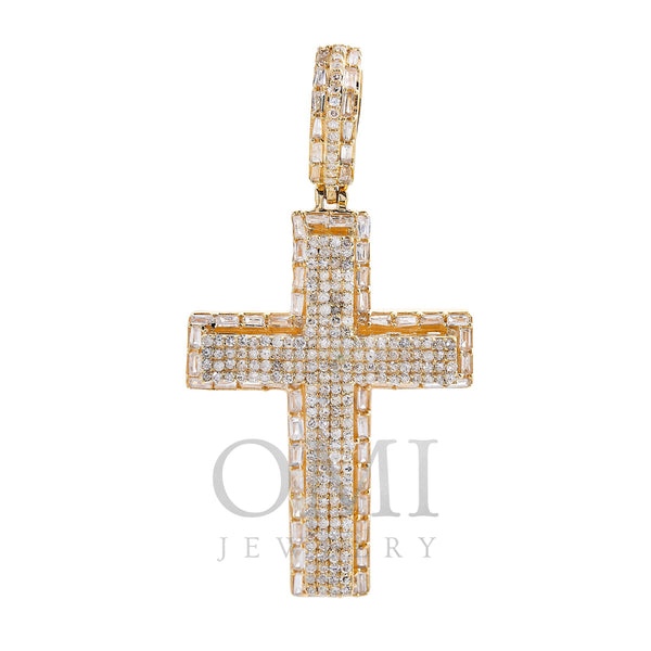 Unisex 14K Yellow Gold Cross Pendant with 1.11 CT Diamonds