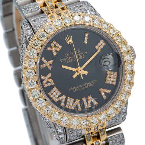 Rolex Datejust 31MM Black Diamond Dial Bezel And Jubilee Bracelet With 10.2 Carat Diamonds