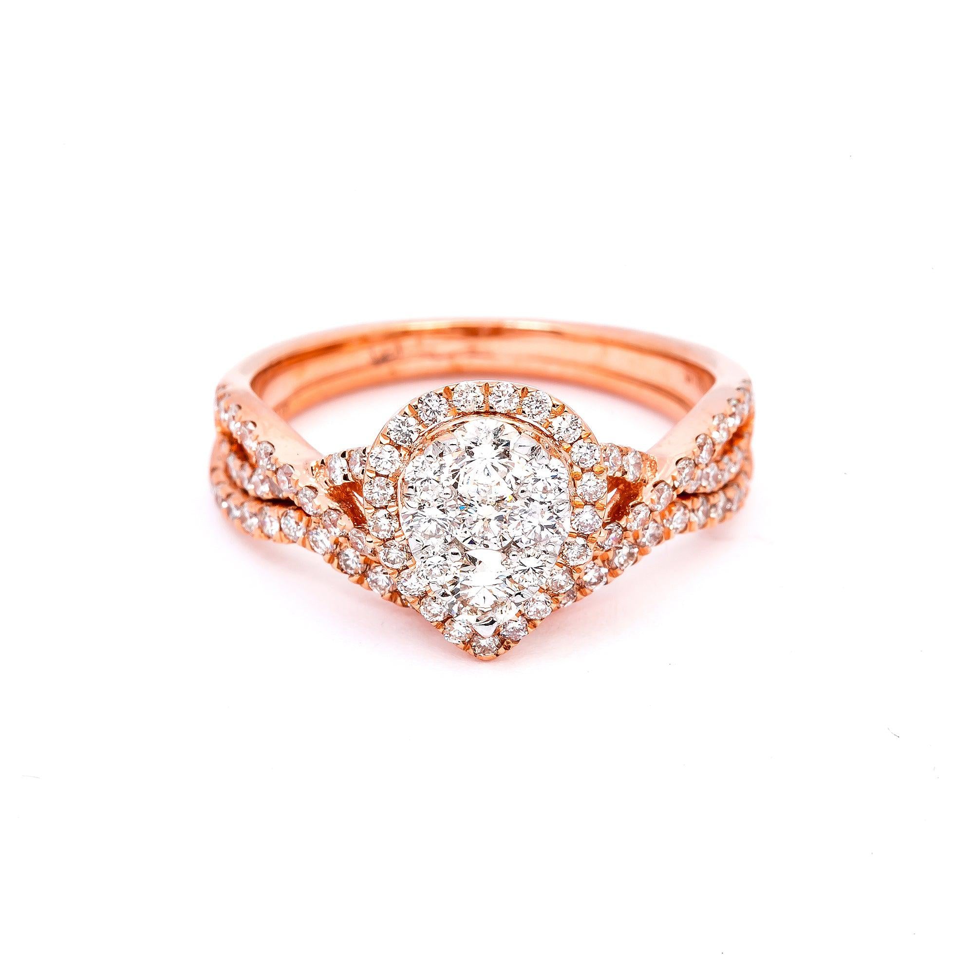 14K ROSE GOLD PEAR DIAMOND ENGAGEMENT RING SET 2.05 CT