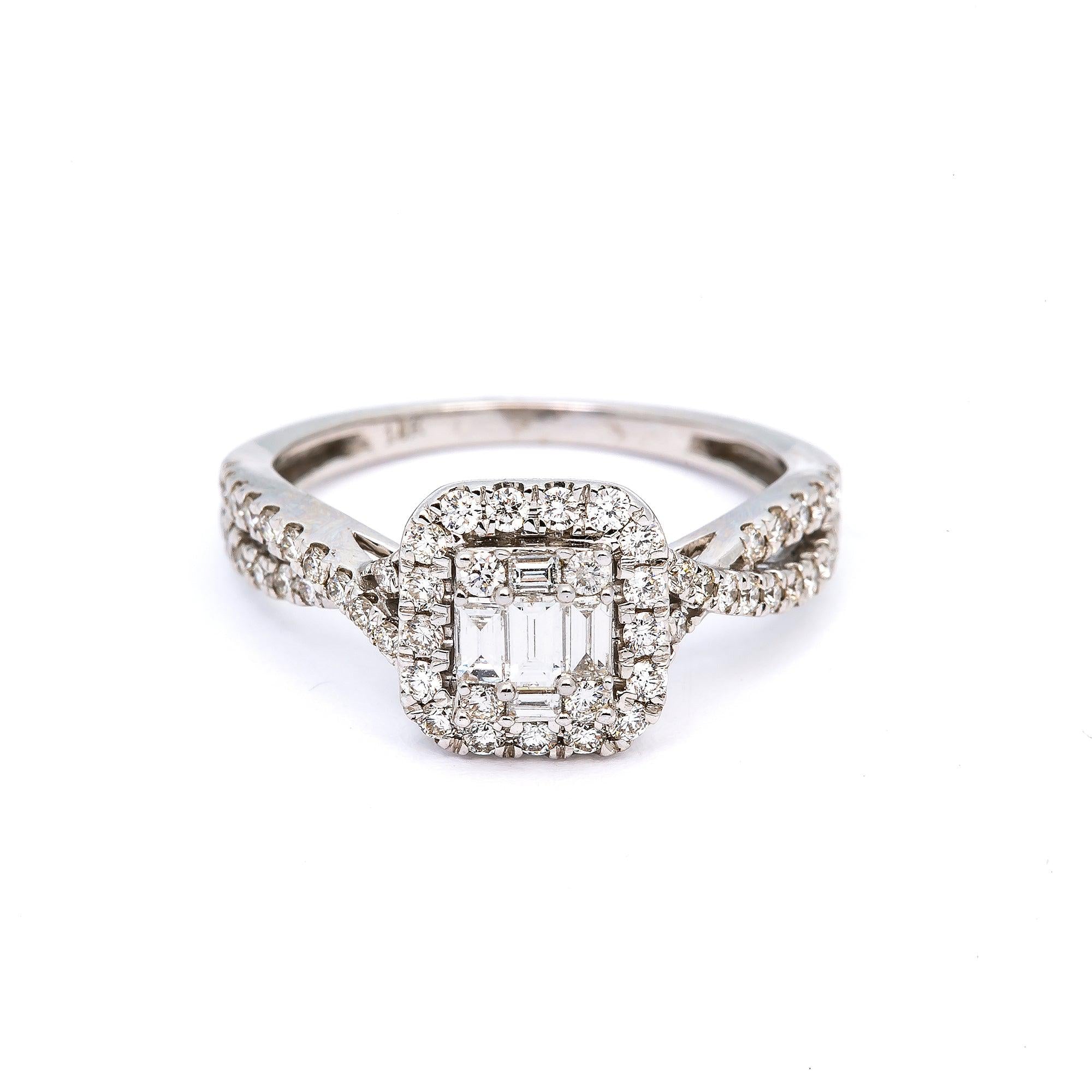 14K WHITE GOLD DIAMOND ENGAGEMENT RING 0.85 CT
