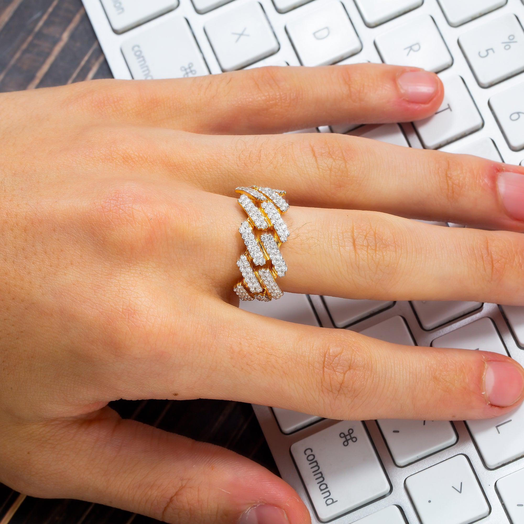 10K GOLD DIAMOND MIAMI CUBAN RING 1.30 CT