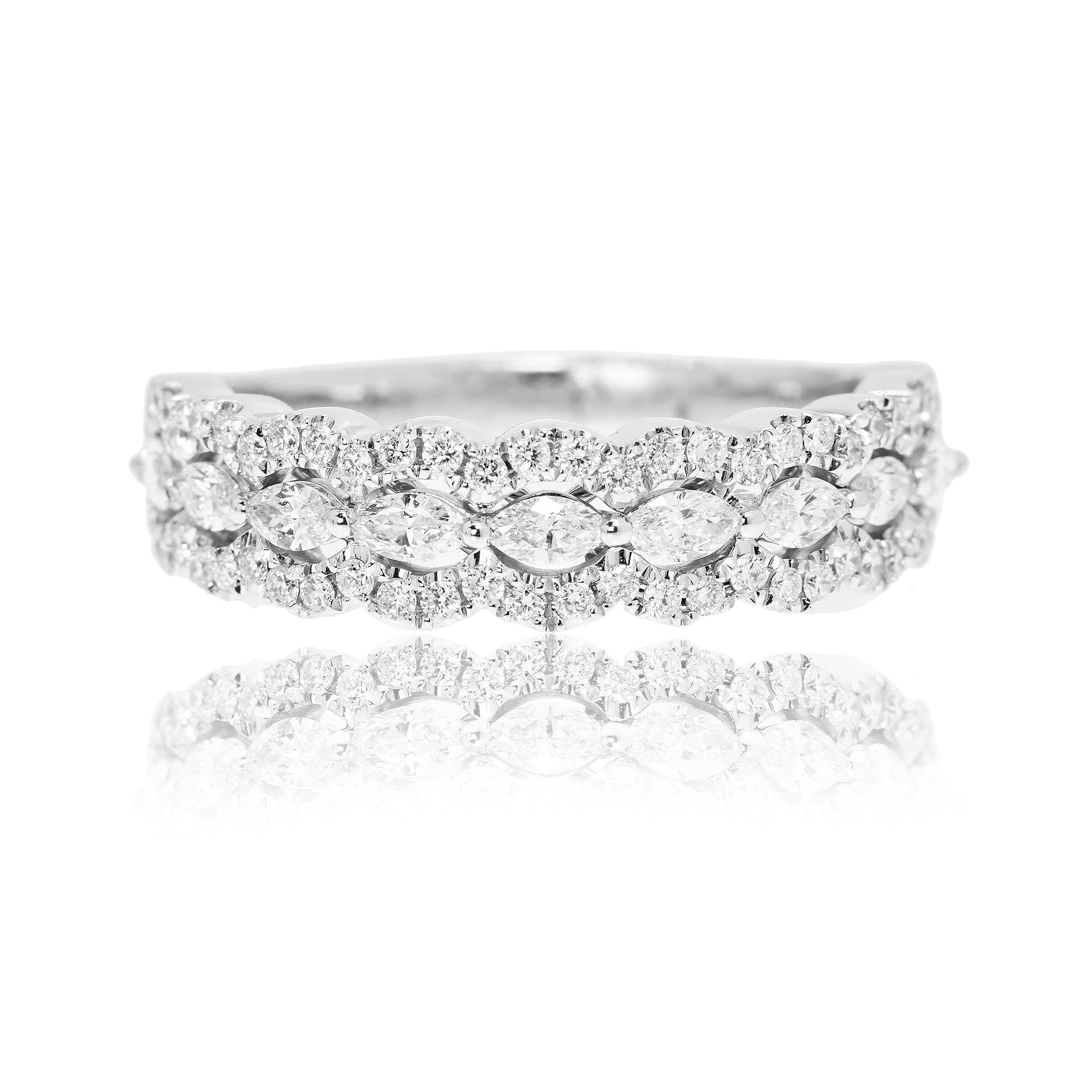 18K White Gold Ladies Ring with 1.74 CT Diamonds