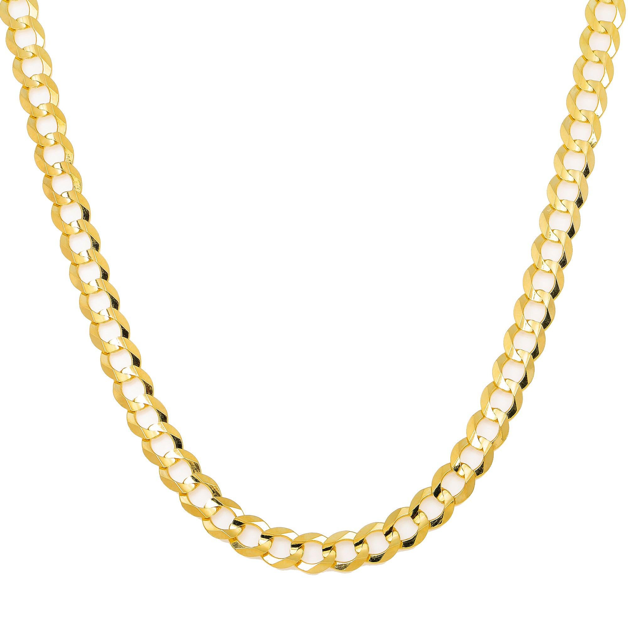 10k Yellow Gold 7mm Solid Open Cuban Link Available In Sizes 18"-26"