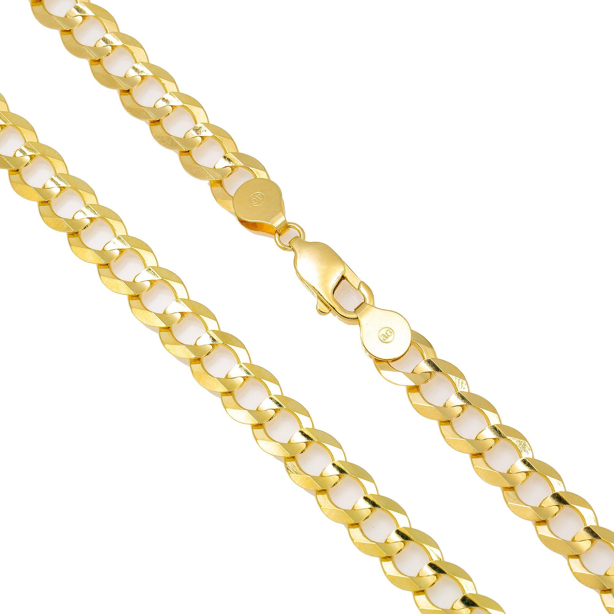 10k Yellow Gold 7mm Solid Open Cuban Link Available In Sizes 18"-26"