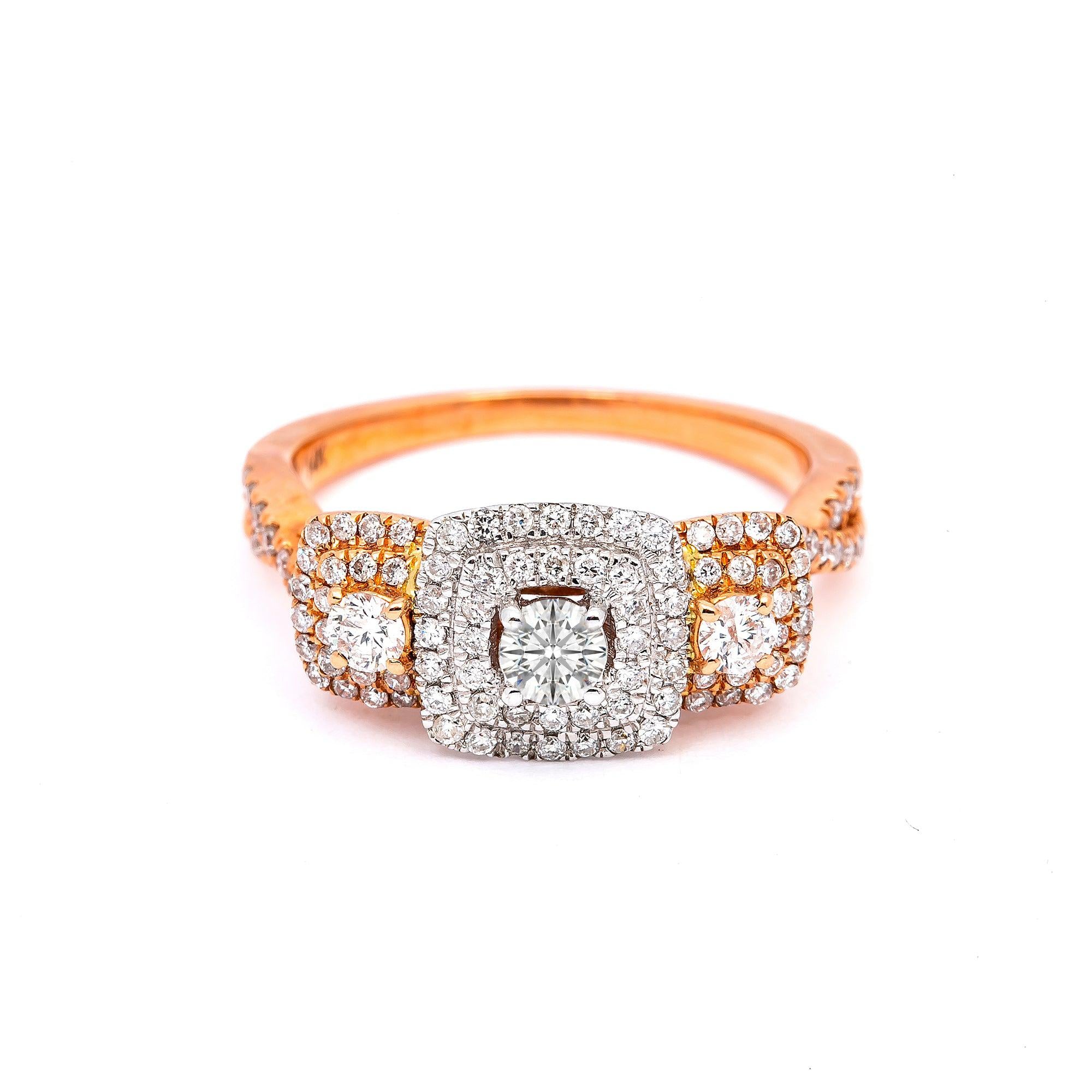 14K WHITE/ROSE GOLD LADIES ENGAGEMENT RING WITH 1.00 CT DIAMONDS