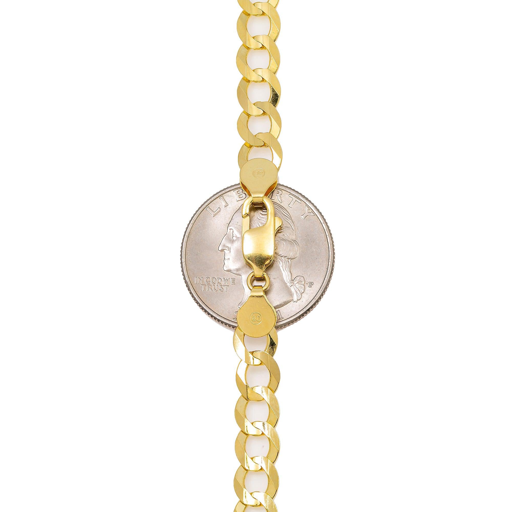 10k Yellow Gold 7mm Solid Open Cuban Link Available In Sizes 18"-26"