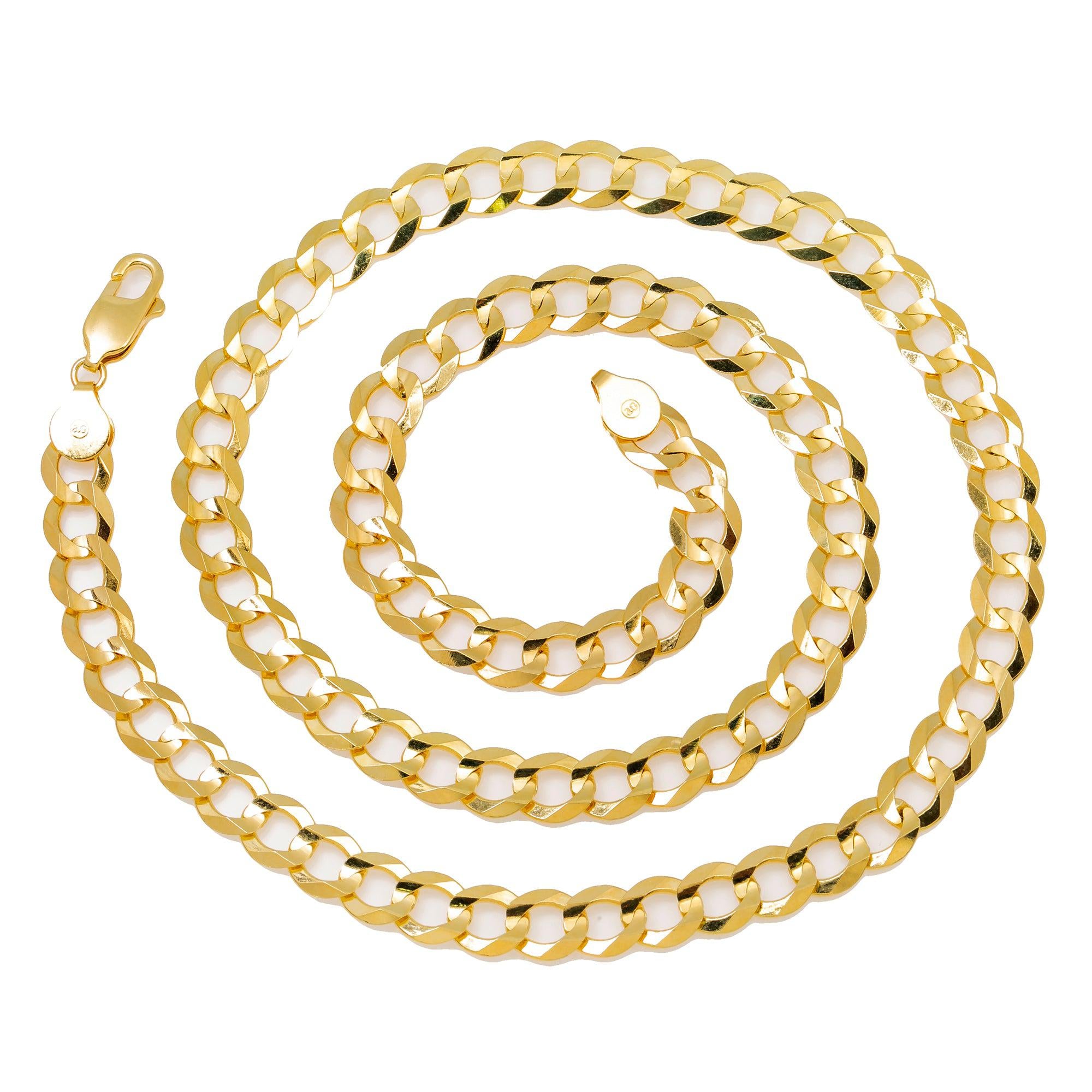10k Yellow Gold 7mm Solid Open Cuban Link Available In Sizes 18"-26"