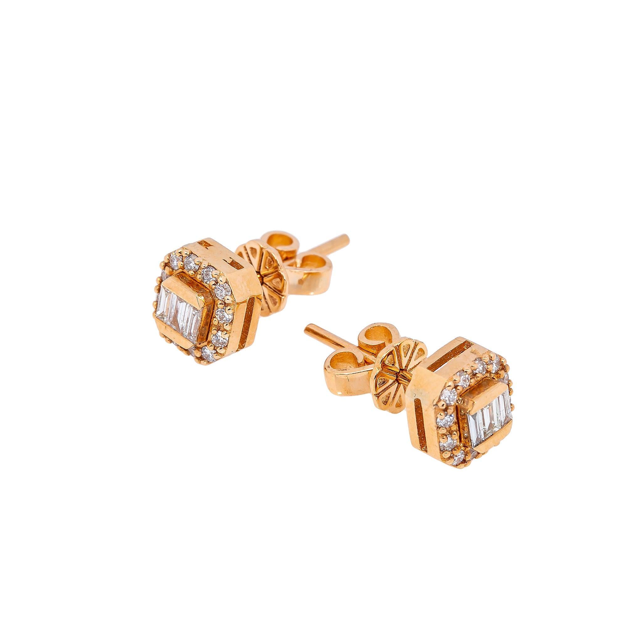 14K ROSE GOLD BAGUETTE DIAMOND EARRINGS