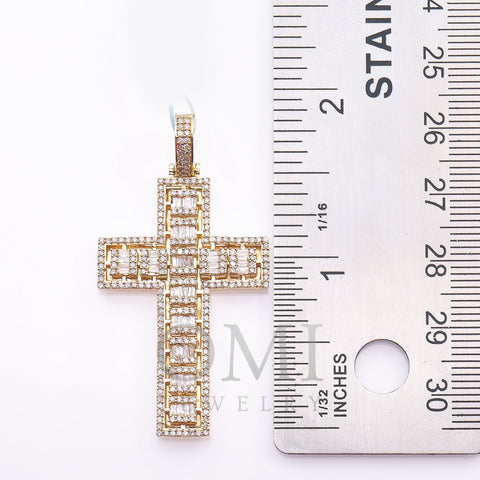 Unisex 14K Yellow Gold Cross Pendant with 1.24 CT  Diamonds