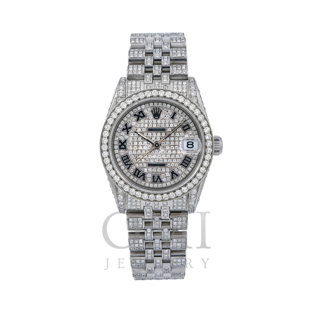 Rolex Datejust Diamond Watch, 31mm, Silver DiamondDial With Stainless Steel Diamond Bracelet Total Of 12ct Diamonds