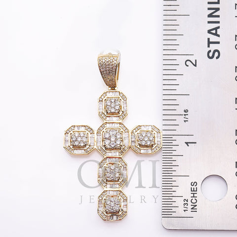 Unisex 14K Yellow Gold Cross Pendant with 1.69 CT  Diamonds