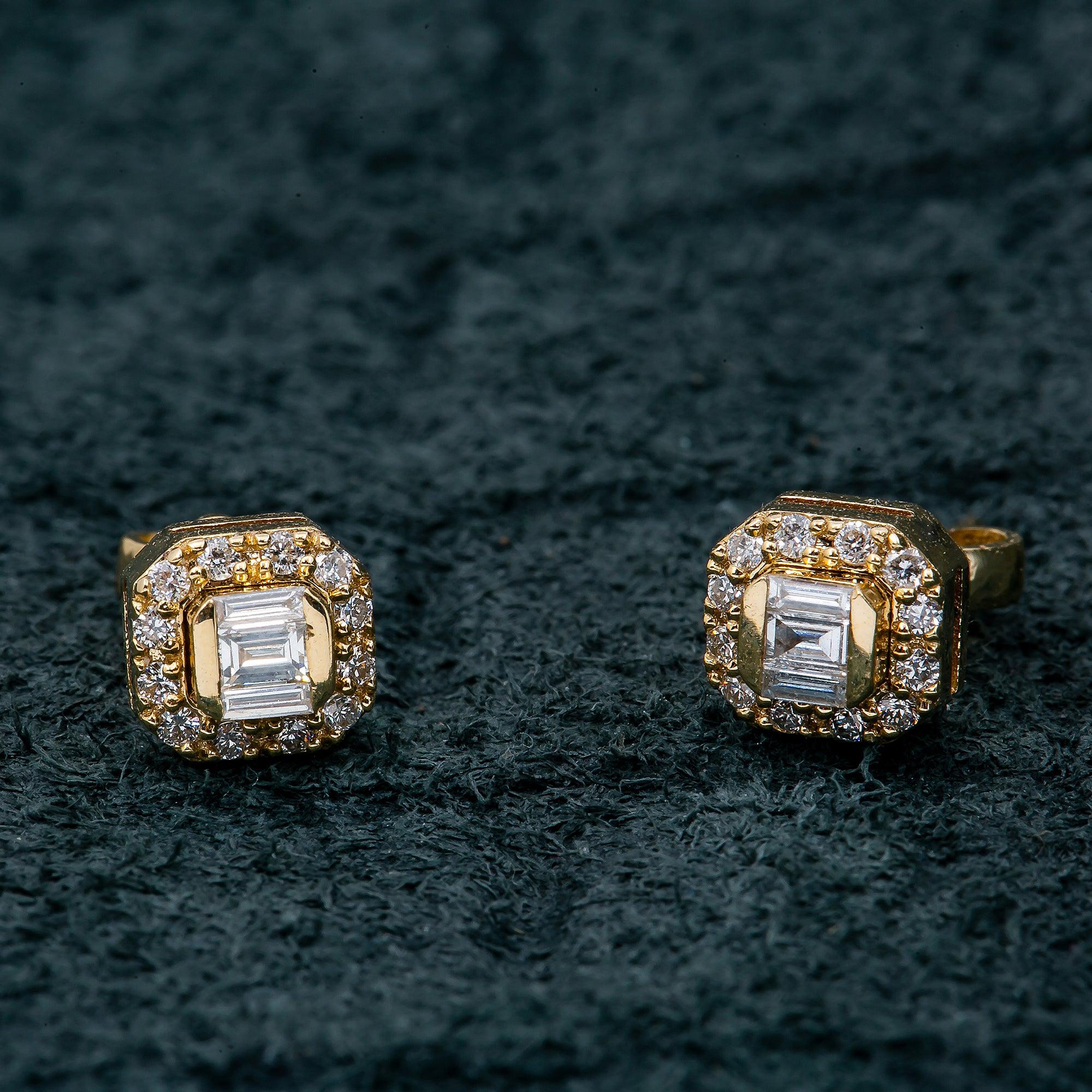 14K YELLOW GOLD BAGUETTE DIAMOND EARRINGS