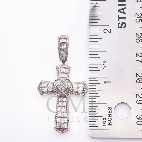 Unisex 14K Rose Gold Cross Pendant with 1.23 CT  Diamonds