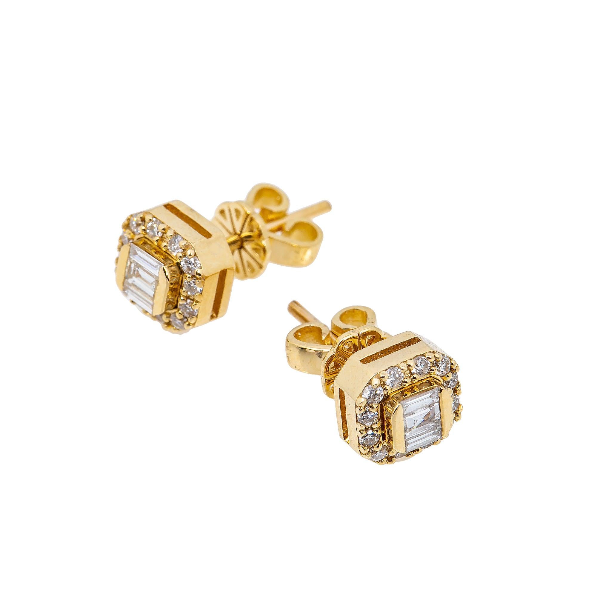 14K YELLOW GOLD BAGUETTE DIAMOND EARRINGS