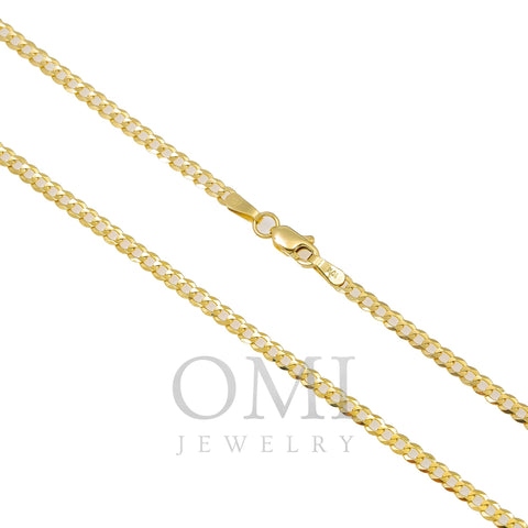 10k Yellow Gold 3mm Solid Open Cuban Link Chain Available In Sizes 18