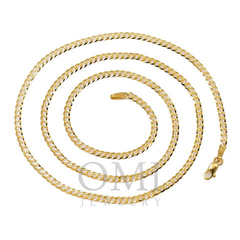 10k Yellow Gold 3mm Solid Open Cuban Link Chain Available In Sizes 18