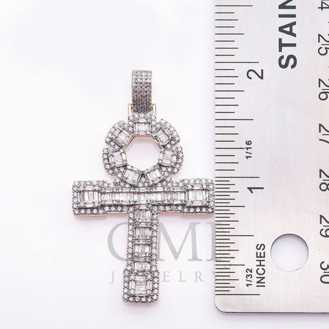 Unisex 14K Rose Gold Cross Pendant with 2.12 CT  Diamonds