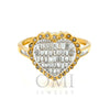 14K GOLD DIAMOND BAGUETTE HEART RING WITH ROUND BORDER 0.50 CT