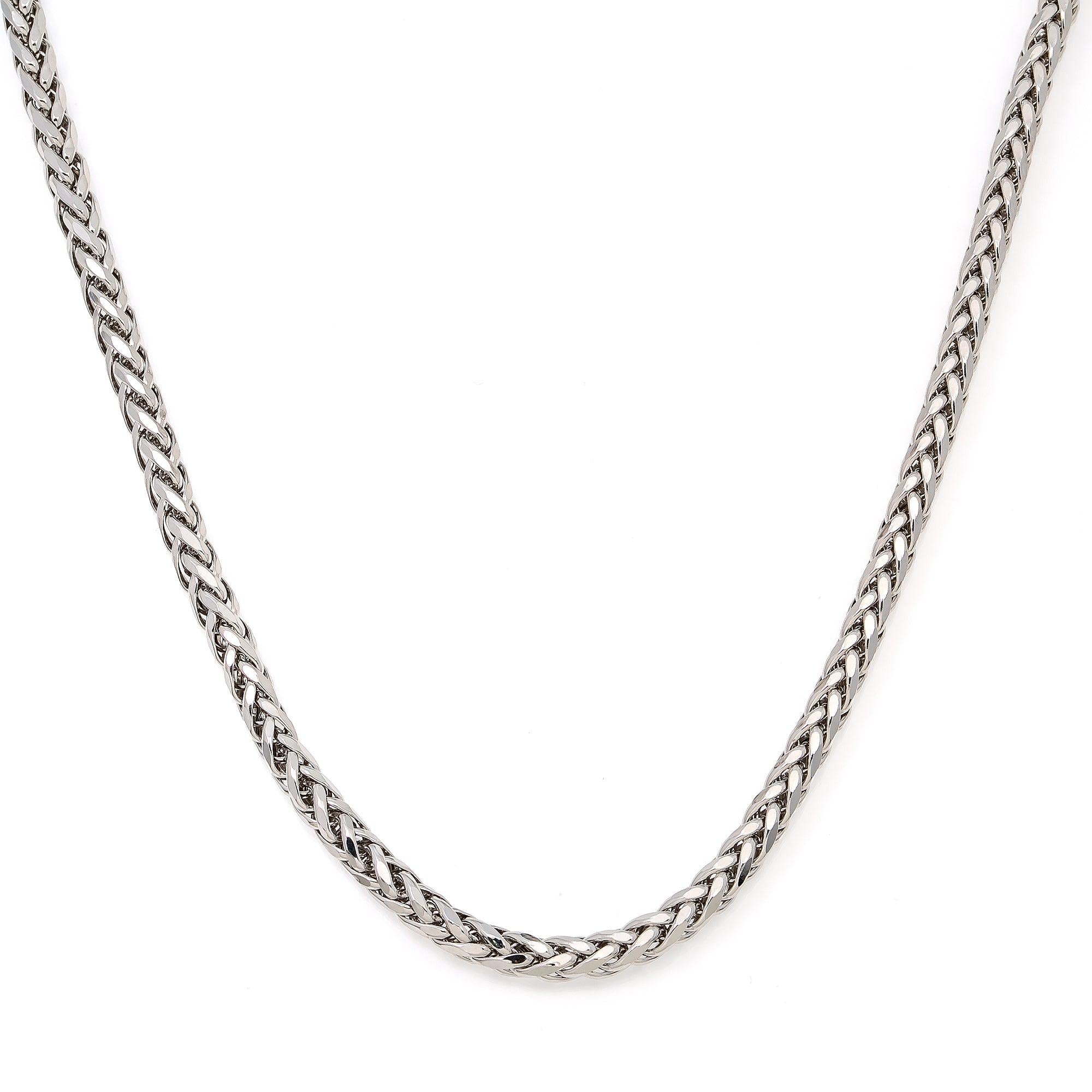 10k White Gold 4mm Hollow Box Chain Available In Sizes 18"-26"