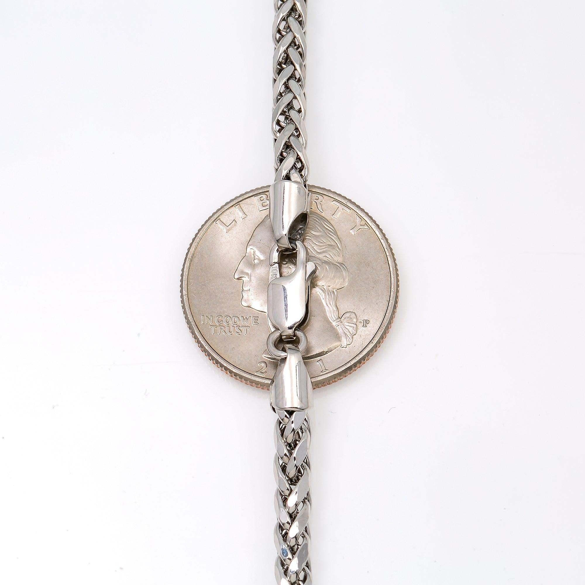 10k White Gold 4mm Hollow Box Chain Available In Sizes 18"-26"