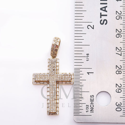 Unisex 14K Yellow Gold Cross Pendant with 1.11 CT Diamonds