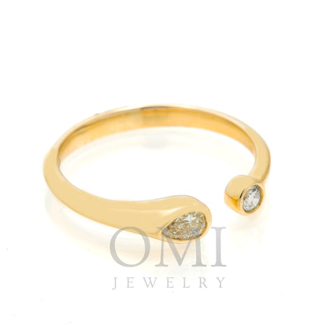 14K GOLD PEAR AND ROUND TWO DIAMOND BEZEL RING 0.25 CT