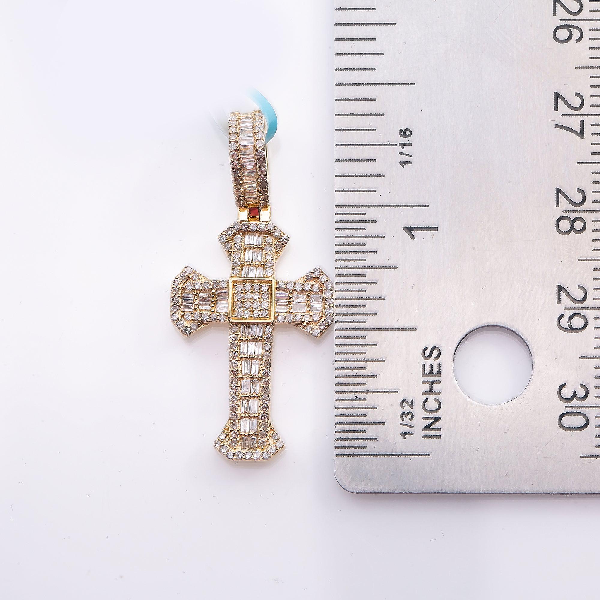 Unisex 14K Yellow Gold Cross Pendant with 0.66 CT Diamonds