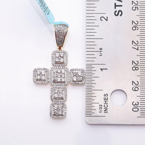 Unisex 14K Yellow Gold Cross Pendant with 1.78 CT Diamonds