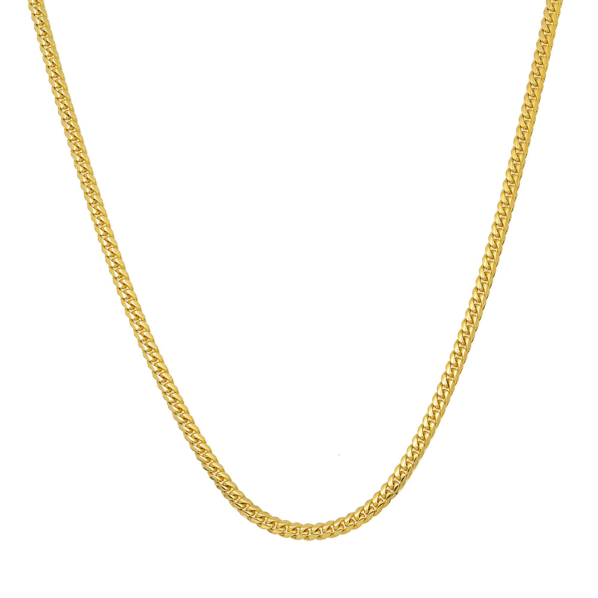 10k Yellow Gold 3mm Solid Cuban Link Available In Sizes 18"-26"