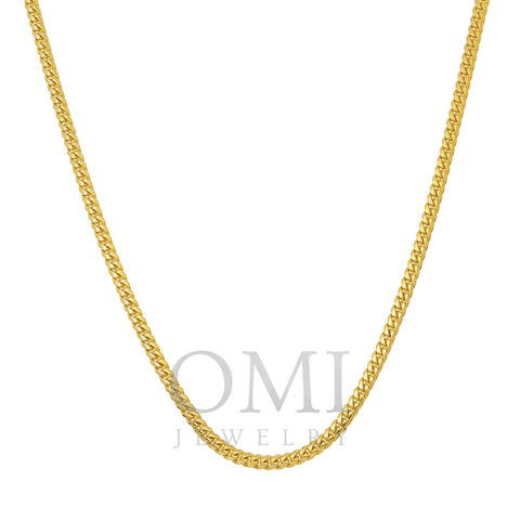 10k Yellow Gold 3mm Solid Cuban Link Available In Sizes 18