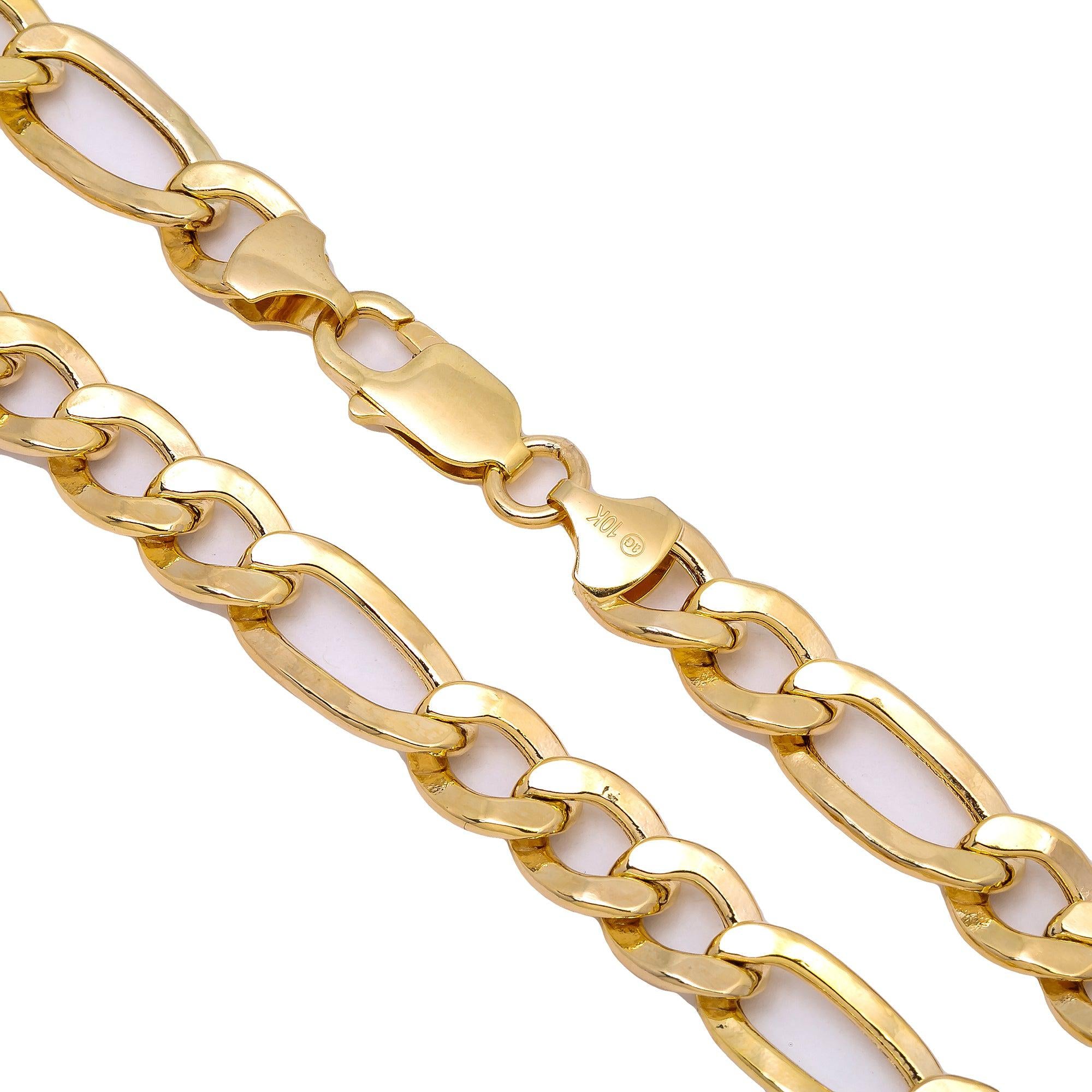 10K Yellow Gold 8.51mm Hollow Figaro Chain Available In Sizes 18