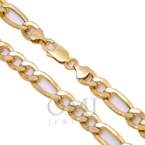 10K Yellow Gold 8.51mm Hollow Figaro Chain Available In Sizes 18