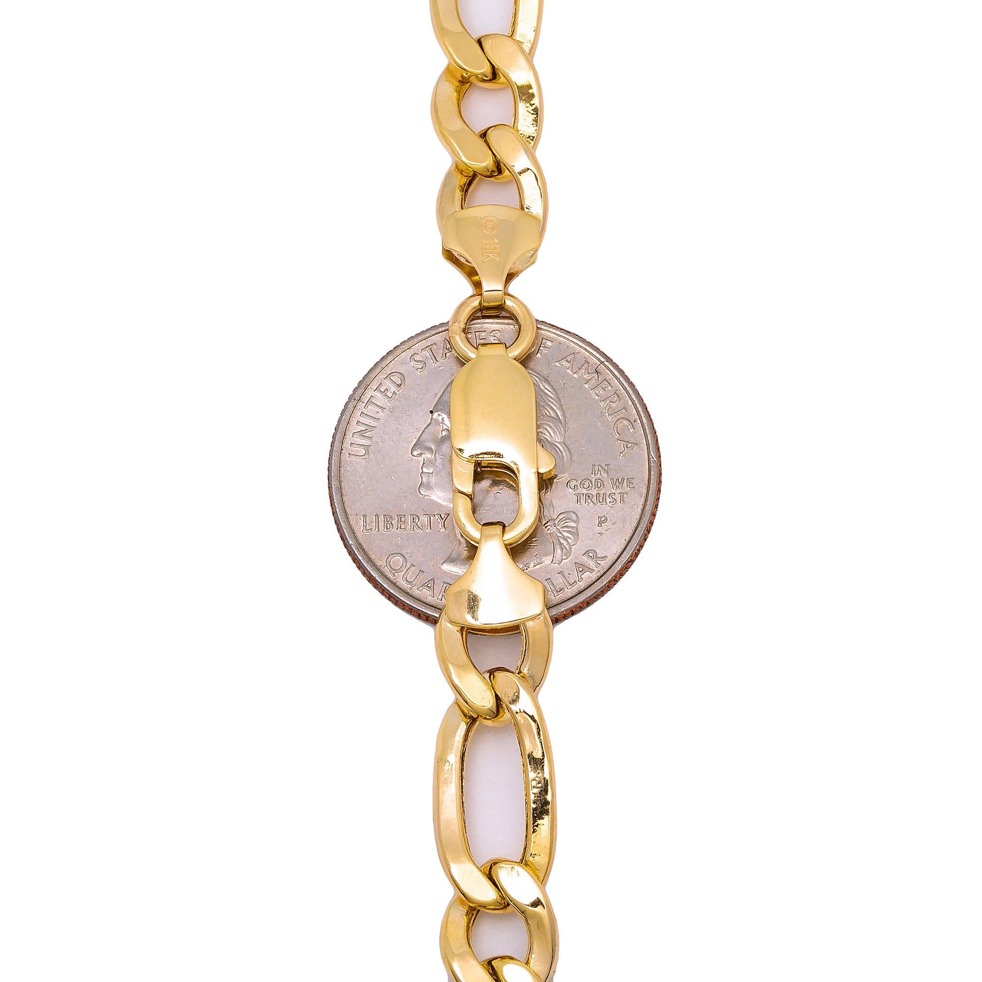 10K Yellow Gold 8.51mm Hollow Figaro Chain Available In Sizes 18