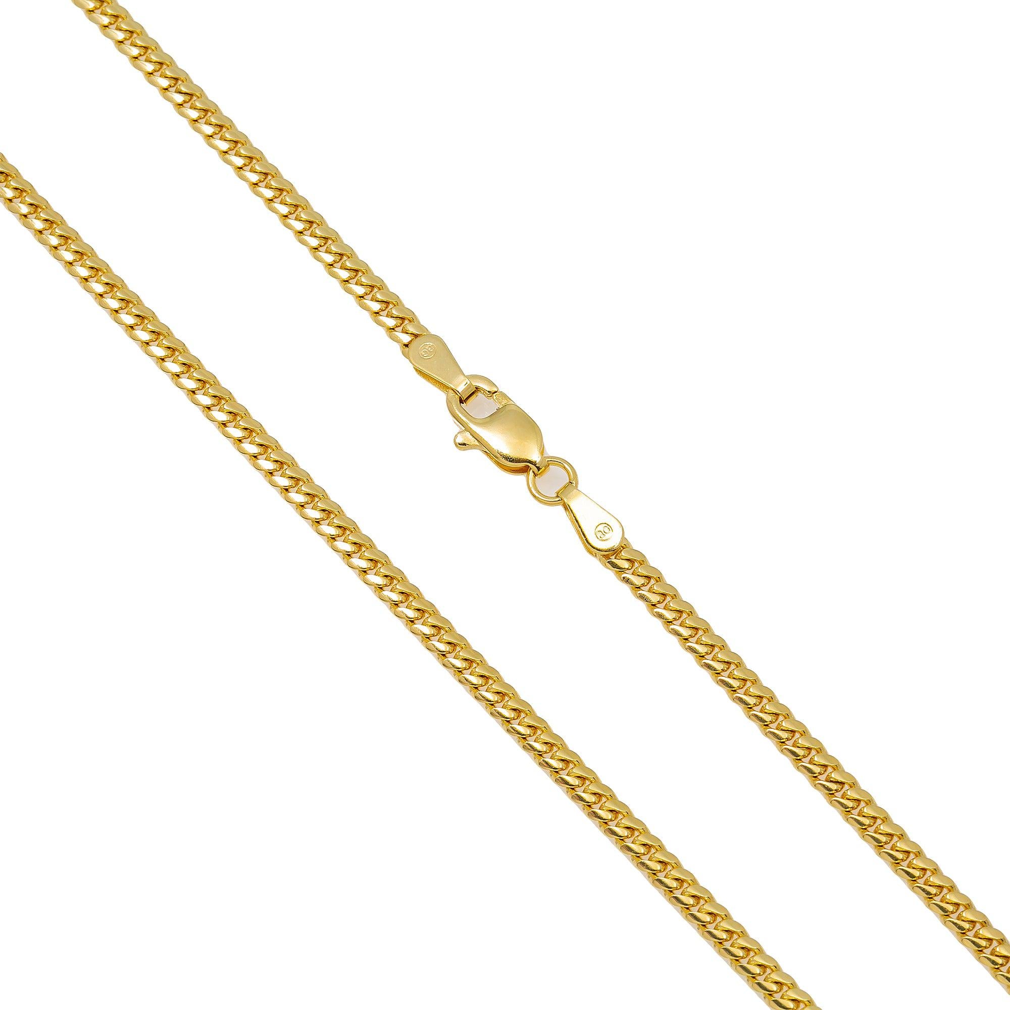 10k Yellow Gold 3mm Solid Miami Cuban Chain Link Available In Sizes 18"-26"